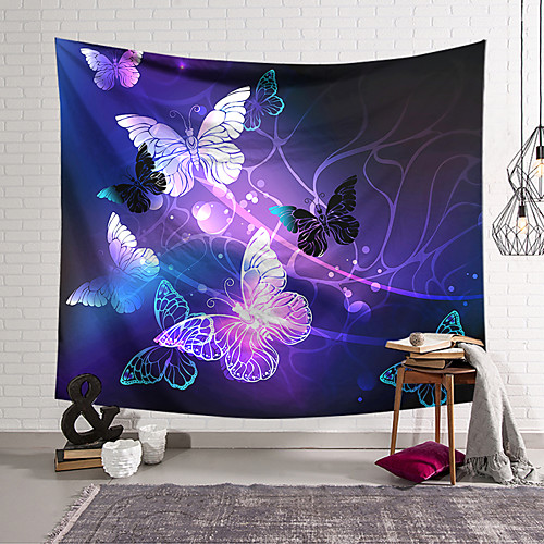 

Wall Tapestry Art Decor Blanket Curtain Hanging Home Bedroom Living Room Decoration Polyester Purple Gold Butterfly Line