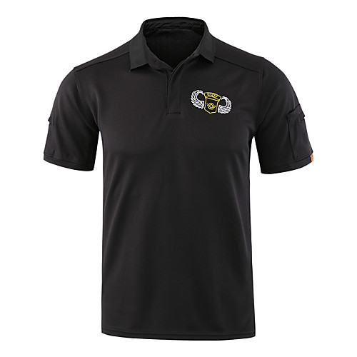 

Men's Camouflage Hunting T-shirt Military Tactical Shirt Outdoor Breathable Ventilation Fast Dry Outdoor Summer Solid Colored Polyester Black Grey Khaki