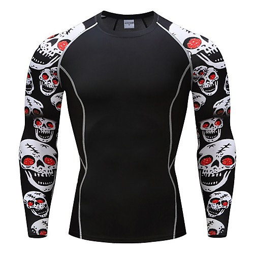 

Men's Long Sleeve Compression Shirt Tee Tshirt Top Athletic Athleisure Winter Breathable Quick Dry Moisture Wicking Gym Workout Running Active Training Jogging Exercise Sportswear Skull Black