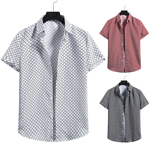 

Men's Shirt 3D Print Graphic Prints Print Short Sleeve Vacation Tops White Black Red