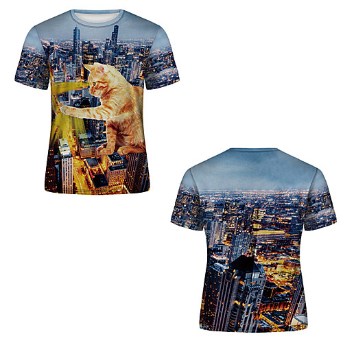 

Men's T shirt 3D Print 3D Rivet Mesh Short Sleeve Casual Tops Yellow