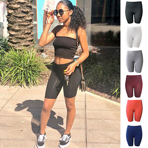 

Women's Running Tight Shorts Athletic Bottoms Spandex Gym Workout Jogging Training Exercise Breathable Quick Dry Moisture Wicking Sport Solid Colored Watermelon Red White Black Blue Wine Grey