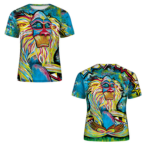 

Men's T shirt 3D Print 3D Rivet Mesh Short Sleeve Casual Tops Green