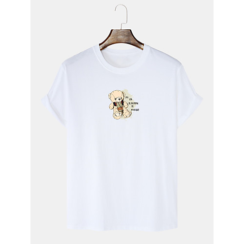 

Men's T shirt Other Prints Graphic Short Sleeve Casual Tops 100% Cotton Basic White Blue Yellow