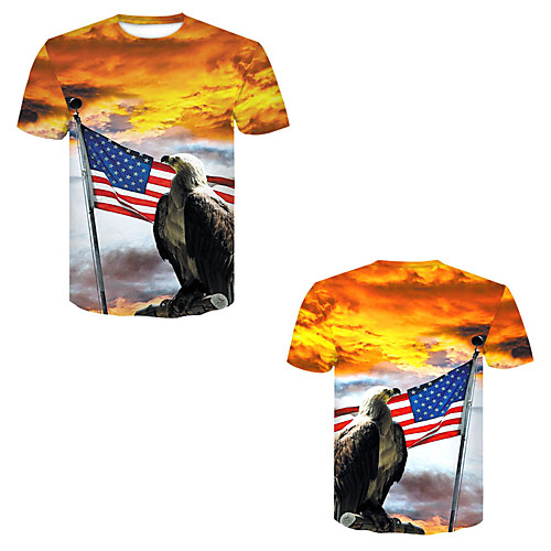 

Men's T shirt 3D Print 3D Rivet Mesh Short Sleeve Casual Tops Yellow