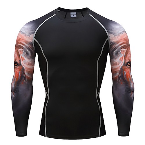 

Men's Long Sleeve Compression Shirt Tee Tshirt Top Athletic Athleisure Winter Breathable Quick Dry Moisture Wicking Gym Workout Running Active Training Jogging Exercise Sportswear Lion Black