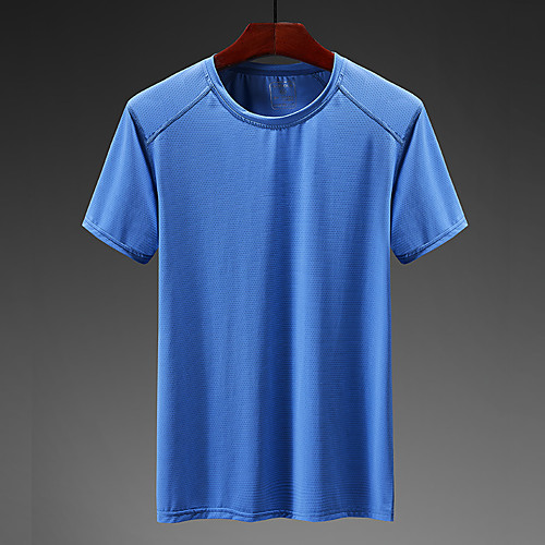 

Men's T shirt Hiking Tee shirt Short Sleeve Crew Neck Tee Tshirt Top Outdoor Lightweight Breathable Quick Dry Soft Summer Nylon Chinlon Solid Color Dark Grey White Black Fishing Climbing Running