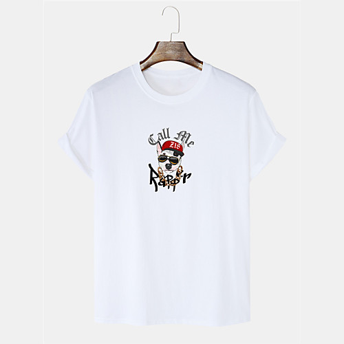 

Men's T shirt Hot Stamping Dog Graphic Prints Short Sleeve Casual Tops 100% Cotton Fashion White Black Blue
