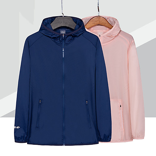 

Men's Waterproof Hiking Jacket Hiking Skin Jacket Hiking Windbreaker Outdoor Solid Color Packable Waterproof Lightweight UV Sun Protection Jacket Hoodie Top Nylon Elastane Full Length Visible Zipper