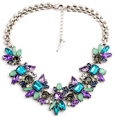 

Women's Synthetic Sapphire Choker Necklace Classic Flower Fashion Alloy Silver 45 cm Necklace Jewelry 1pc For Party Evening Gift Festival