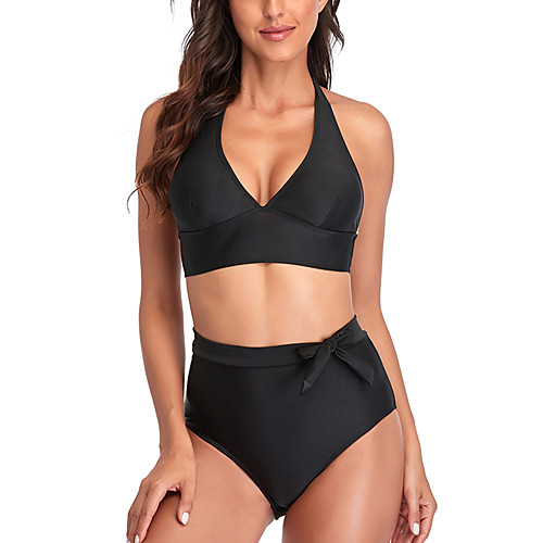 

Women's Bikini Tankini Swimsuit Racerback Open Back Print Solid Color Black Blue Red Yellow Swimwear Padded Strap Bathing Suits New Cute Sweet / Tattoo