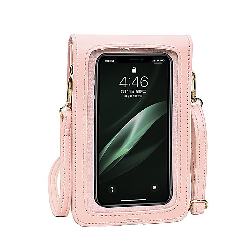 

Women's Bags PU Leather Mobile Phone Bag Messenger Bag Plain Hollow Daily Going out 2021 MessengerBag White Black Blue Blushing Pink