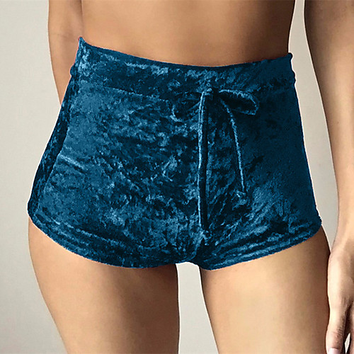 

Women's Simple Casual / Sporty Comfort Casual Daily Shorts Pants Plain Short Drawstring Blue Brown Dark Blue