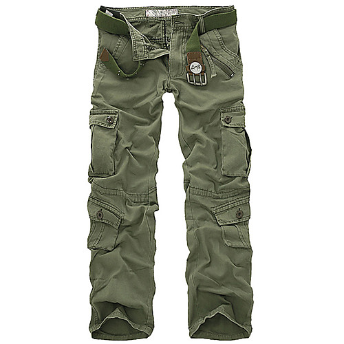 

Men's Cargo Casual / Sporty Daily Holiday Pants Tactical Cargo Pants Solid Colored Full Length Zipper Pocket Grass Green Earth green Black Grey Khaki