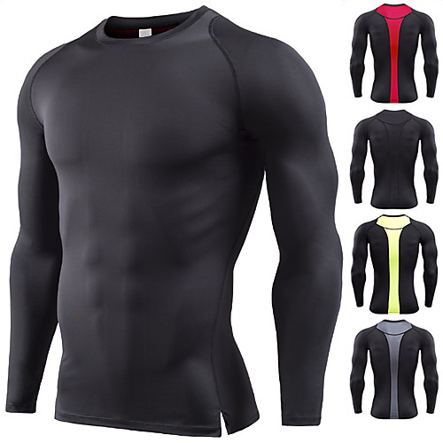 

Men's Long Sleeve Compression Shirt Running Base Layer Patchwork Tee Tshirt Base Layer Base Layer Top Athletic Athleisure Winter Spandex Breathable Quick Dry Soft Fitness Gym Workout Running Active