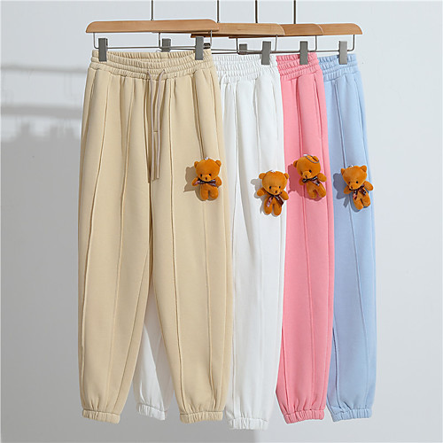 

Men's Casual Sweatpants Outdoor Sports Casual Daily Pants Sweatpants Pants Solid Colored Full Length Pocket Bear White Blue Blushing Pink Khaki