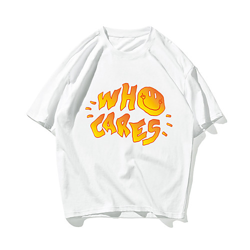 

Men's T shirt Hot Stamping Letter Print Short Sleeve Daily Tops 100% Cotton Basic Casual White Black Orange