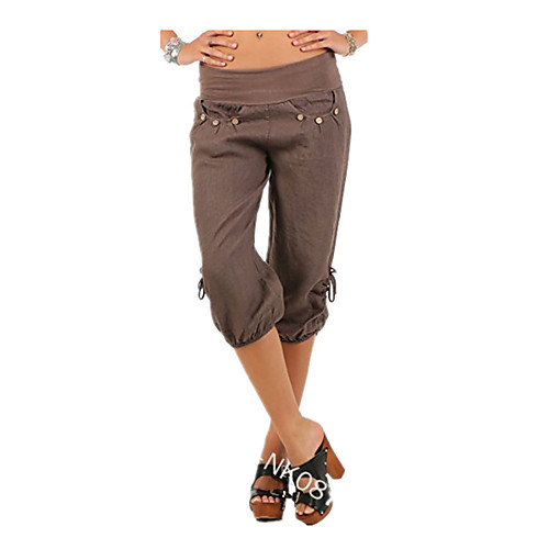 

Women's Casual / Sporty Boho Comfort Casual Leisure Sports Bloomers Pants Plain Calf-Length Pocket White Black Blue Light Brown Green