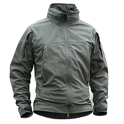 

Men's Hunting Jacket Outdoor Waterproof Windproof Wearproof Fall Spring Solid Colored Polyester Black Khaki Green