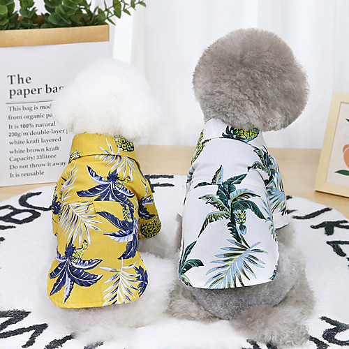 

Dog Cat Shirt / T-Shirt Plants Hawaii Basic Adorable Cute Dailywear Casual / Daily Dog Clothes Puppy Clothes Dog Outfits Breathable White Yellow Costume for Girl and Boy Dog Cotton S M L XL XXL