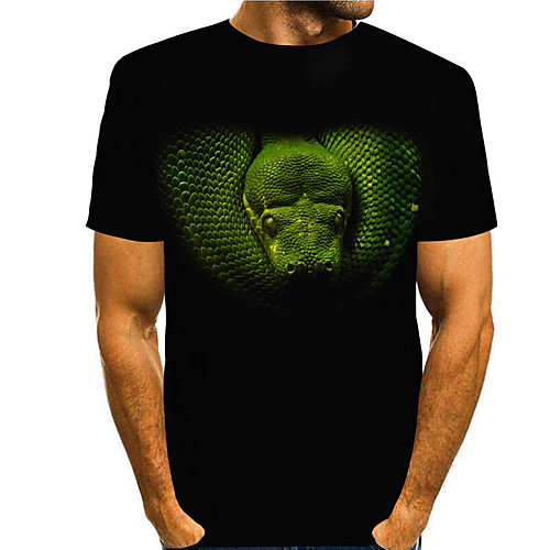 

Men's T shirt 3D Print Snakeskin Graphic Prints 3D Print Short Sleeve Daily Tops Casual Fashion Black