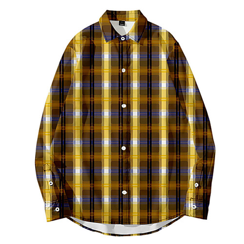 

Men's Shirt 3D Print Lattice Button-Down 3D Print Long Sleeve Daily Tops Casual Fashion White Blue Purple
