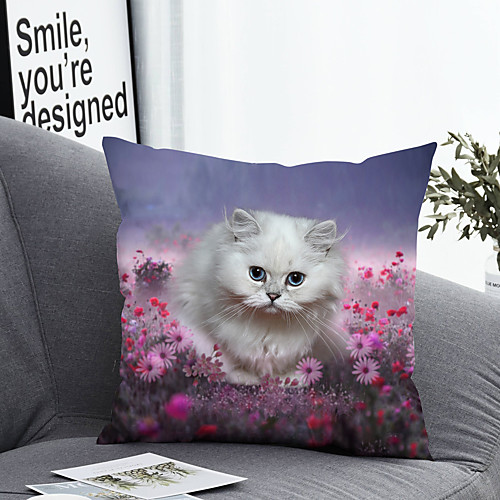 

1 pcs Polyester Pillow Cover Pillow Cover & Insert, Floral Simple Classic Square Zipper Polyester Traditional Classic