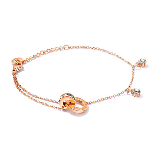 

Women's Clear Cubic Zirconia Bracelet Geometrical Heart Stylish Simple Titanium Steel Bracelet Jewelry Rose Gold For Daily Promise