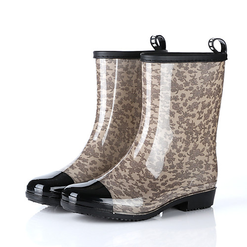 

Women's Boots Chunky Heel Round Toe Booties Ankle Boots Classic Daily PVC Leopard Leopard Black Red / Booties / Ankle Boots