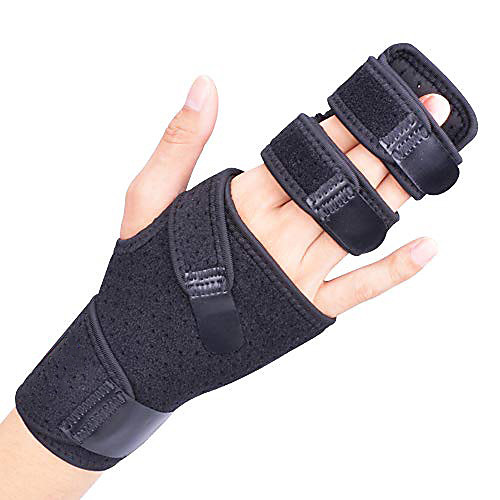 

trigger finger splint for two or three finger immobilizer, finger brace for broken joints, sprains, contractures, arthritis, tendonitis and pain relief (right, s/m)