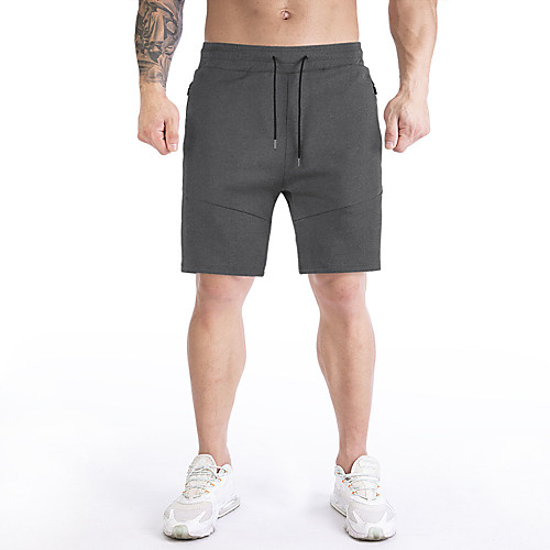 

Men's High Waist Running Shorts Athletic Shorts Bottoms Drawstring Zipper Pocket Fitness Gym Workout Running Training Exercise Breathable Quick Dry Soft Sport Black Dark Gray Light Gray Dark Blue