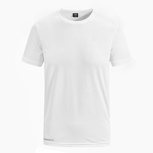

Men's T shirt Hiking Tee shirt Short Sleeve Crew Neck Tee Tshirt Top Outdoor Lightweight Breathable Quick Dry Ultraviolet Resistant Summer Polyester Solid Color White Black Grey Fishing Climbing