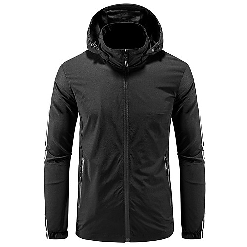 

Men's Hiking Jacket Hiking Windbreaker Outdoor Stripes Waterproof Lightweight Windproof Breathable Jacket Top Elastane Fishing Climbing Running Dark Grey Black Blue Dark Blue / Quick Dry
