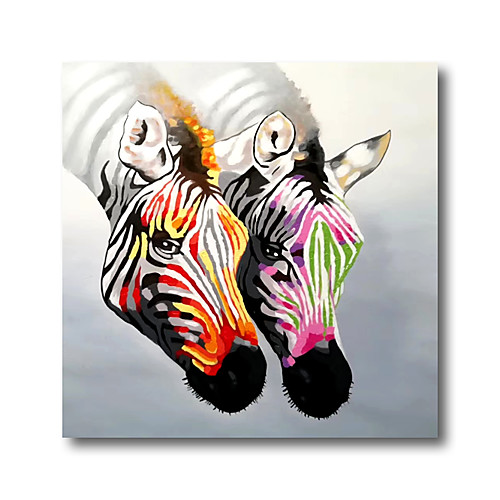 

Oil Painting Hand Painted Square Animals Pop Art Modern Stretched Canvas