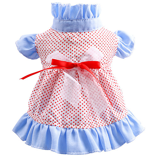 

Dog Cat Dress Bowknot Lace Elegant Adorable Cute Dailywear Casual / Daily Dog Clothes Puppy Clothes Dog Outfits Breathable Blue Costume for Girl and Boy Dog Polyester XS S M L XL