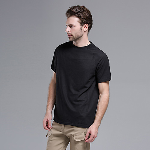 

Men's Running T-Shirt Hunting T-shirt Outdoor Breathable Quick Dry Ventilation Fast Dry Summer Solid Colored Top Polyester Short Sleeve Camping / Hiking Hunting Fishing Black Yellow Green