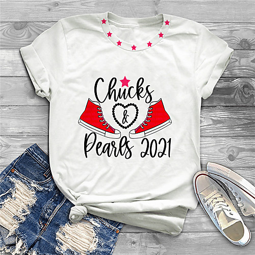

Women's Plus Size Print Graphic Heart Letter T shirt Large Size Round Neck Short Sleeve Tops Big Size