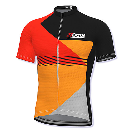 

21Grams Men's Short Sleeve Cycling Jersey Orange Patchwork Bike Top Mountain Bike MTB Road Bike Cycling Breathable Quick Dry Sports Clothing Apparel / Athleisure