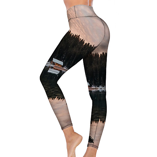 

21Grams Women's High Waist Yoga Pants Cropped Leggings Tummy Control Butt Lift Breathable Beige Fitness Gym Workout Running Winter Sports Activewear High Elasticity