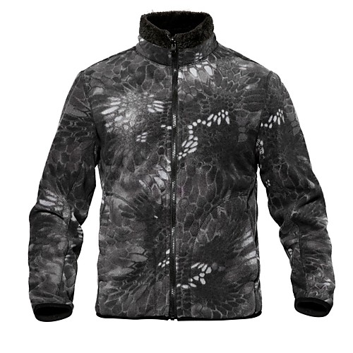 

Men's Hunting Fleece Jacket Outdoor Waterproof Windproof Fleece Lining Warm Fall Winter Spring Camo Polyester CP Color Black python