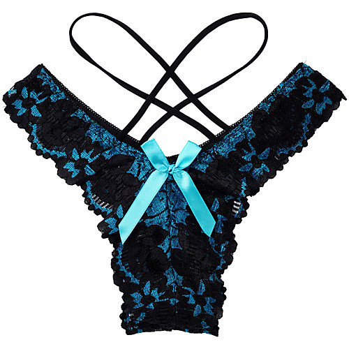 

Women's 1 Piece Lace / Hole G-strings & Thongs Panties - Normal Low Waist Blue Purple Red One-Size
