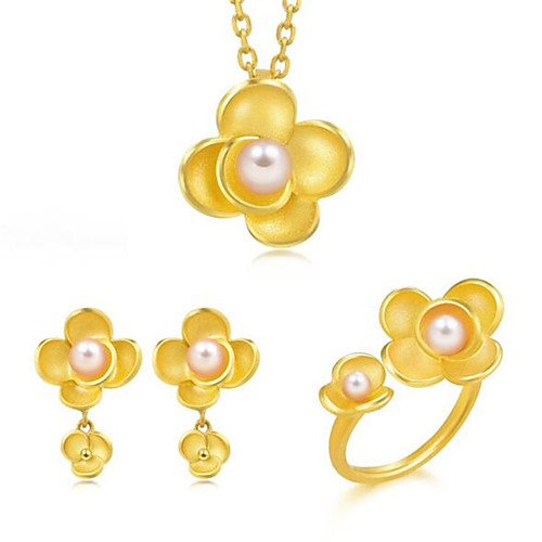 

Women's Jewelry Set Bridal Jewelry Sets 3D Flower Fashion Imitation Pearl Gold Plated Earrings Jewelry Gold For Christmas Wedding Halloween Party Evening Gift 1 set