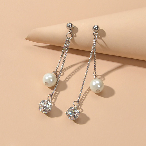 

Women's Hanging Earrings Geometrical Trendy Imitation Pearl Imitation Diamond Earrings Jewelry Silver For Date Festival