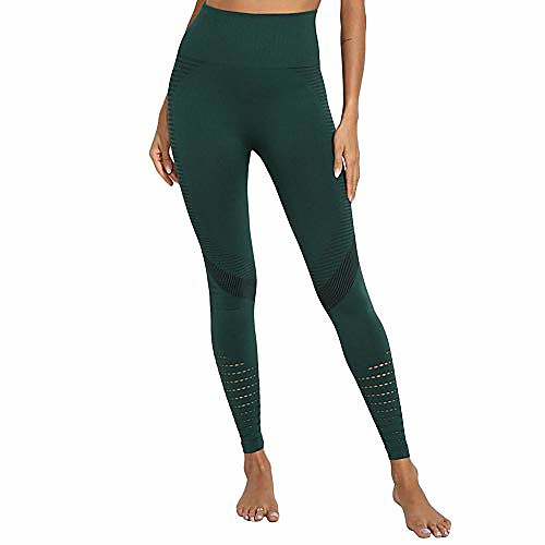 

High Waist Seamless Leggings Yoga Pants Squat Proof Workout Tights (Dark Green,M)