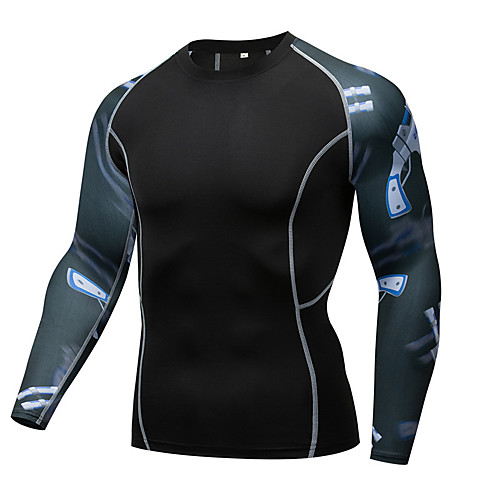 

Men's Long Sleeve Compression Shirt Tee Tshirt Top Athletic Athleisure Winter Breathable Quick Dry Moisture Wicking Gym Workout Running Active Training Jogging Exercise Sportswear Black Activewear