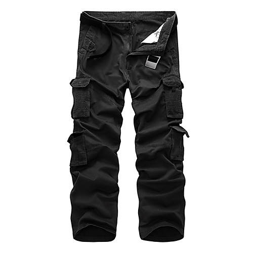 

Men's Cargo Casual / Sporty Daily Holiday Pants Tactical Cargo Pants Solid Colored Full Length Zipper Pocket ArmyGreen Black Grey Khaki