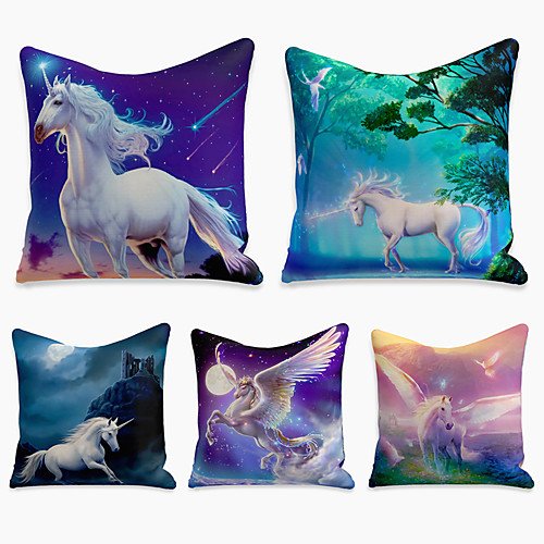 

5 pcs Linen Pillow Cover, 3D Simple Casual Square Polyester Traditional Classic