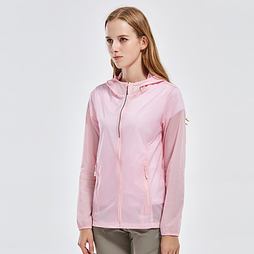 

Women's Hiking Skin Jacket Hiking Windbreaker Outdoor Solid Color Packable Lightweight UV Sun Protection Breathable Outerwear Jacket Top Single Slider Hunting Fishing Climbing White Pink Rose Red