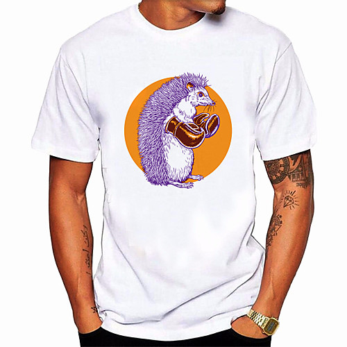

Men's T shirt Hot Stamping Animal Print Short Sleeve Daily Tops 100% Cotton Basic Casual White