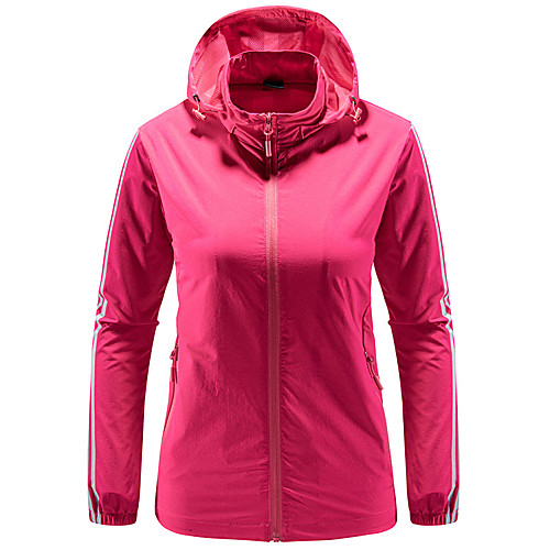 

Women's Hiking Jacket Hiking Windbreaker Outdoor Stripes Waterproof Lightweight Windproof Breathable Jacket Top Elastane Hunting Fishing Climbing Black Fuchsia Blue Pink / Quick Dry